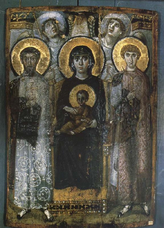 Throning Virgin with Child Between St. Theodorus and St. Joris, unknow artist